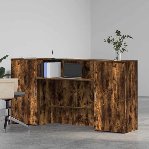 Receptionsdisk rökfärgad ek 200x50x103,5 cm konstruerat trä