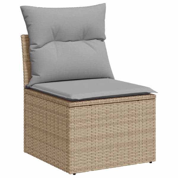 Soffset 7 pcs Beige och Ljusgrå Poly Rattan och stål