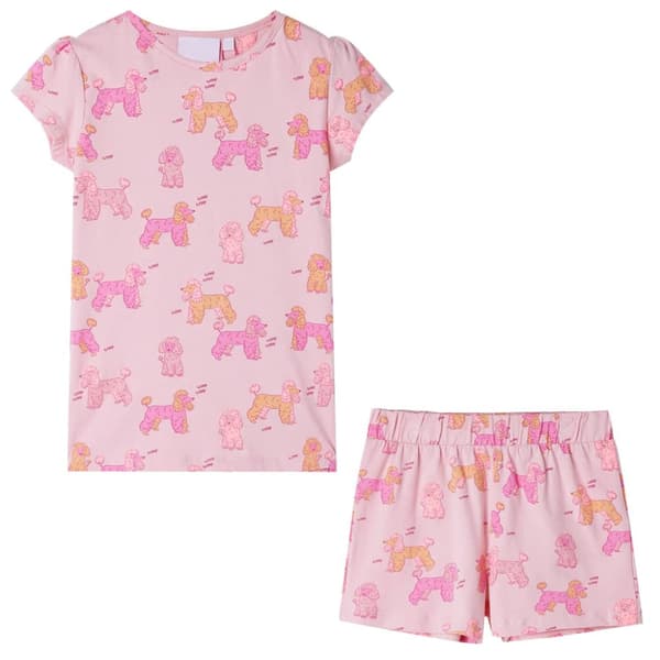 Barnpyjamas med korta ärmar ljusrosa 92