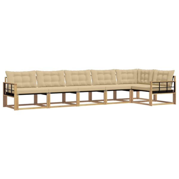 Utomhussoffset med kudde 6 pcs Vit och Beige