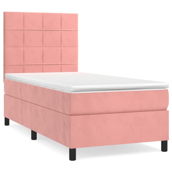 Ramsäng med madrass rosa 90x200 cm sammet
