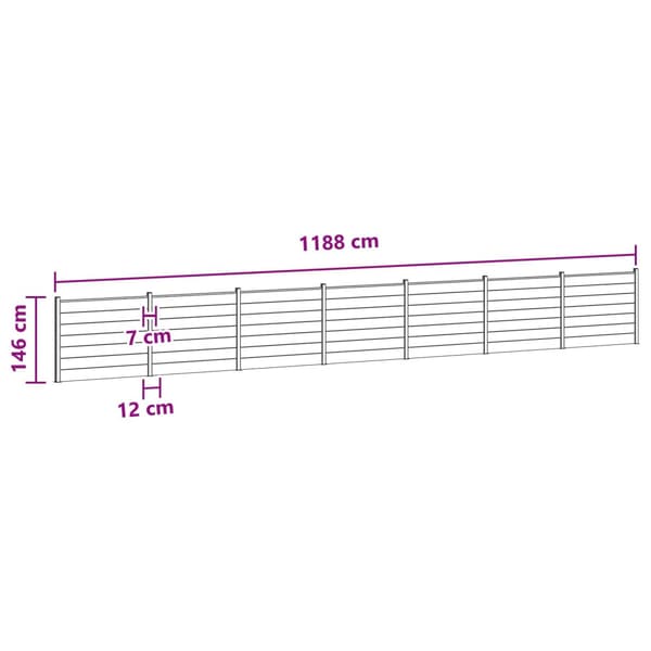 Stängselpanel 7 pcs WPC och aluminium Brun