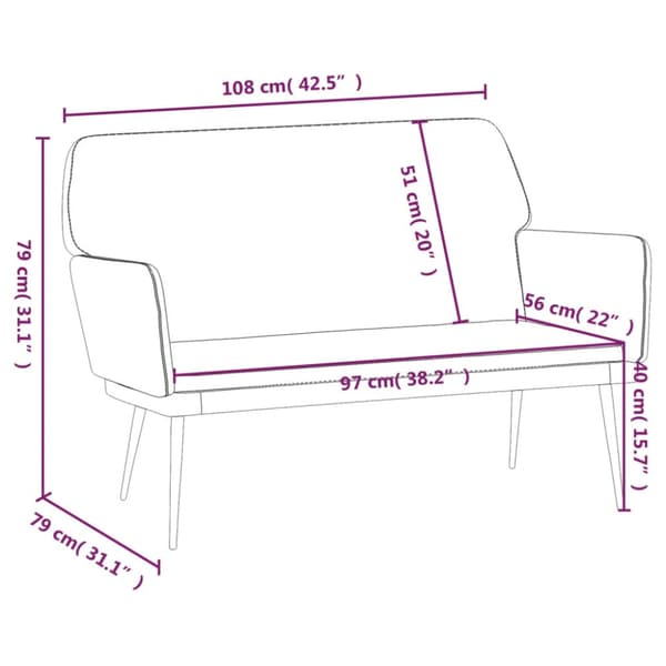 Bänk rosa 108x79x79 cm sammet