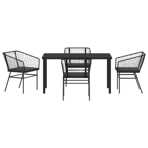 Trädgårdsmöbelset 5 pcs Svart konstrotting