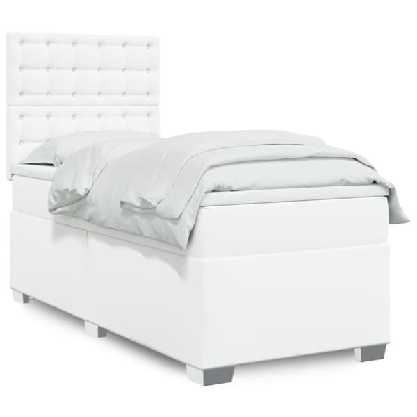 Ramsäng med madrass vit 100x200 cm konstläder
