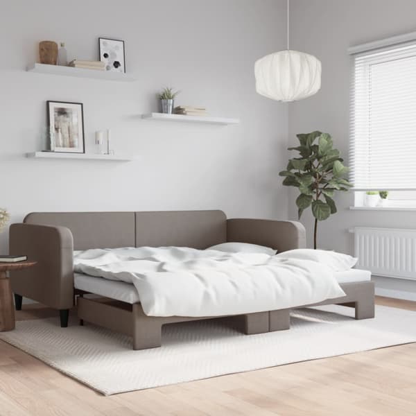 Dagbädd utdragbar taupe 100x200 cm tyg