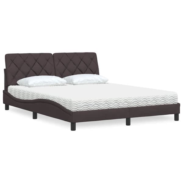 Bed with Mattress Dark Brown 160x200 cm Fabric
