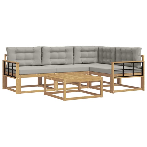 Utomhussoffset 5 pcs Vit och ljusgrå 79 x 79 x 37 cm Polyester