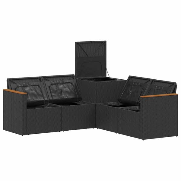 Soffset 5 st Svart Poly Rattan och stål