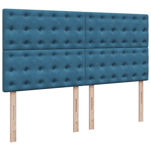 Ramsäng med madrass blå 200x200 cm sammet
