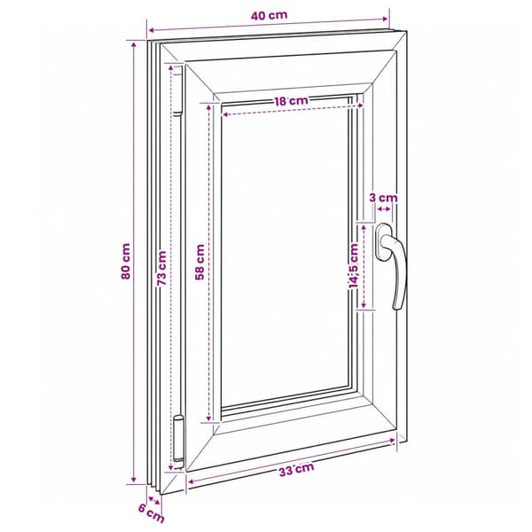 Källarfönster RISOR 40 x 80 cm PVC och glas