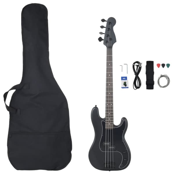 Elektrisk basgitarr för nybörjare med väska svart 4/4 46"