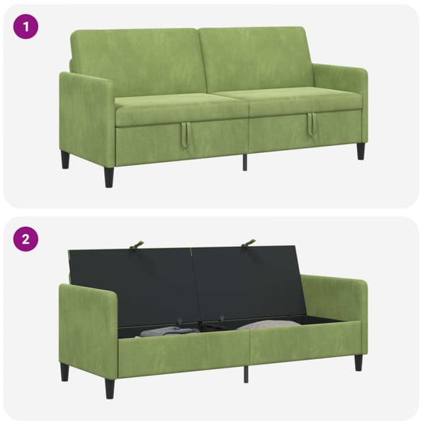 Soffa med förvaring Ljusgrön 192 x 78 x 87 cm Polyester