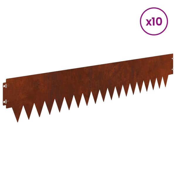 Kant för gräsmatta 10 pcs 103 x 20 cm metall Rostig