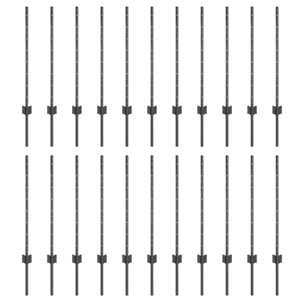 Stängselstolpe 22 pcs Grå 120 cm Stål