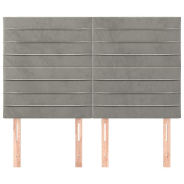 Sänggavel ljusgrå 144x5x118/128 cm sammet