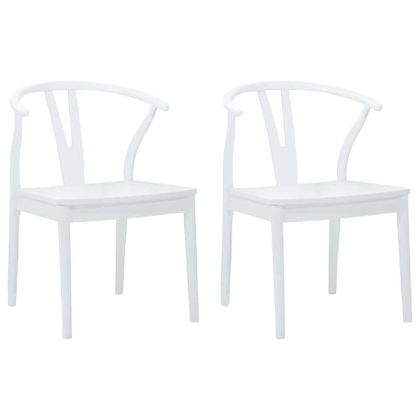 Matstol 2 pcs Vit och vit Massiv Gummiträ