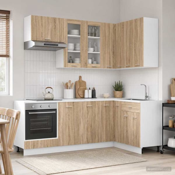 Köksenhet LYON 8 pcs Sonoma-ek Konstruerat trä