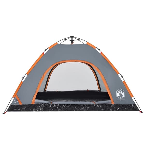 Campingtält 4 personer grå och orange snabbrest