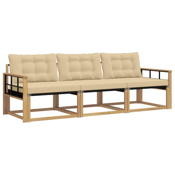 Utomhussoffset med kudde 3 pcs Vit och Beige