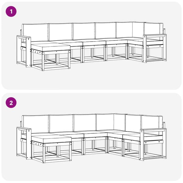 Utomhussoffset med kudde 7 pcs Vit och antracit Polyester