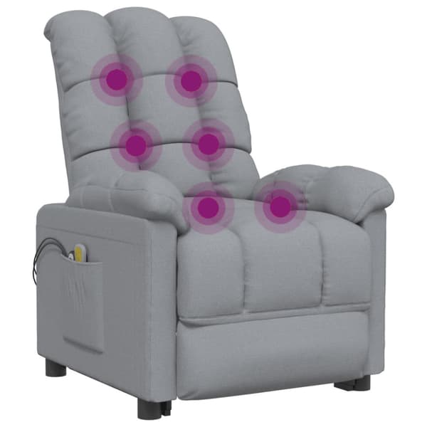 Elektrisk massagefåtölj ljusgrå tyg