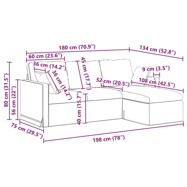 Soffa Mörkgrå 198 x 134 x 80 cm Sammet
