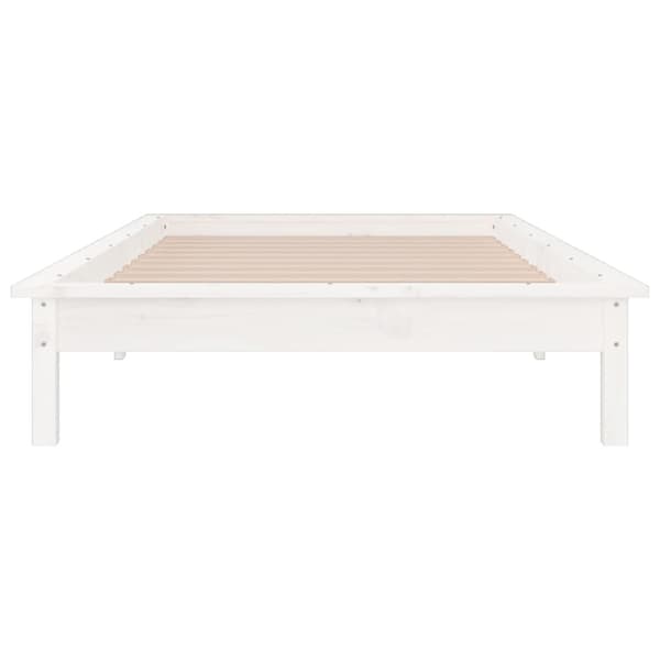 Sängram LED vit 75x190 cm massivt trä