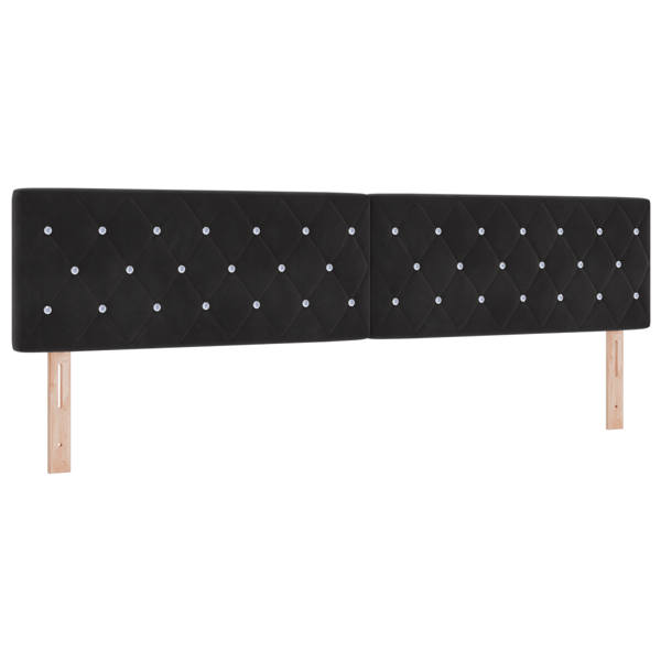 LED Box Säng med huvudgavel Svart 200 x 200 cm Sammet