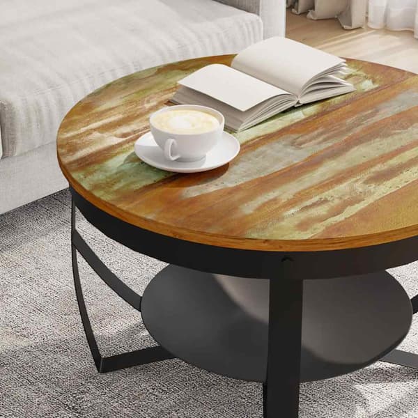 Soffbord Ø68x43 cm massivt återvunnet trä