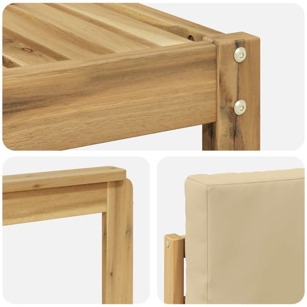 Utomhussoffset med kudde 9 pcs Vit och Beige Polyester