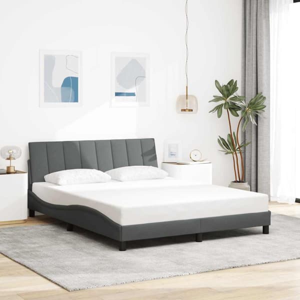 Bed Frame without Mattress "Hanko" Dark Grey 160x200 cm Fabric