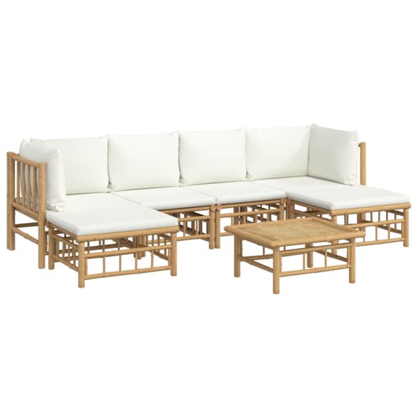 Loungegrupp 7 delar gräddvita dynor bambu