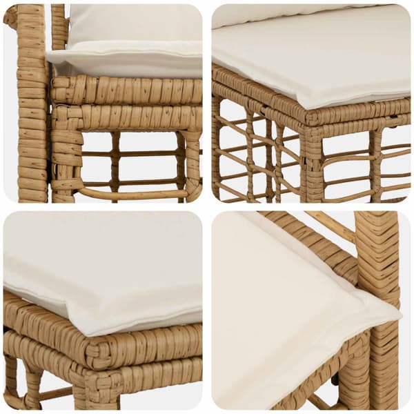 Utomhussoffset 9 pcs Naturlig och Creamvit Polyester
