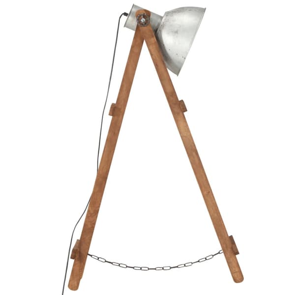 Golvlampa silver E27 massivt mangoträ