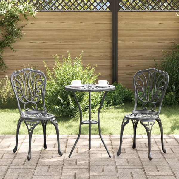 Trädgårds Bistro Set 3 pcs Svart Aluminium