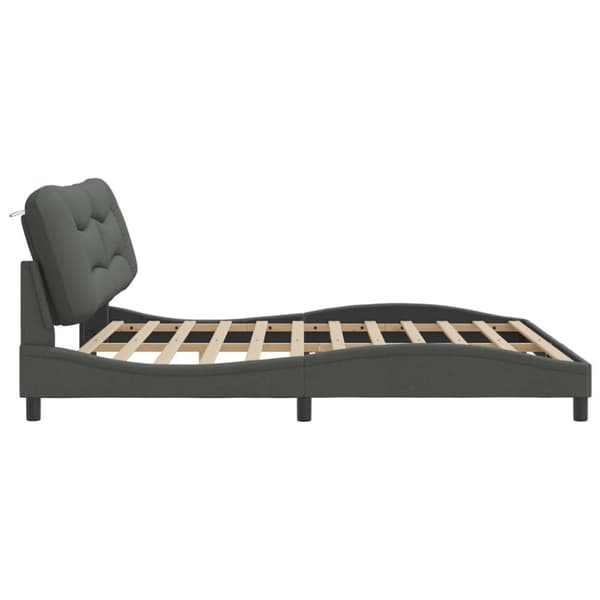 Bed Frame without Mattress "Hvar" Dark Grey 200x200 cm Fabric
