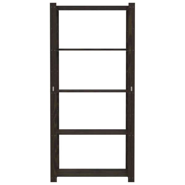 Förvaringshylla 5 hyllplan svart 80x38x170 cm massiv furu