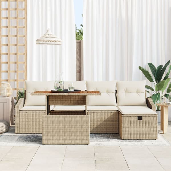 Trädgårdsoffset 6 pcs Beige konstrotting
