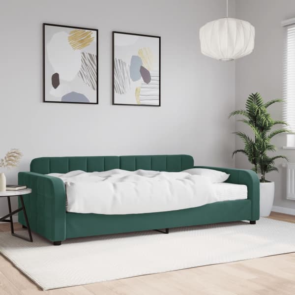 Dagbädd med madrass mörkgrön 100x200 cm sammet