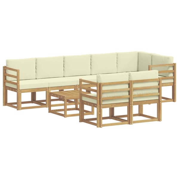 Utomhussoffset med kudde 9 pcs Vit och grädde Polyester