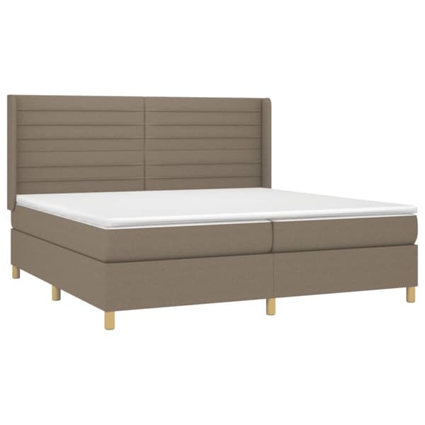 Ramsäng med madrass taupe 200x200 cm tyg