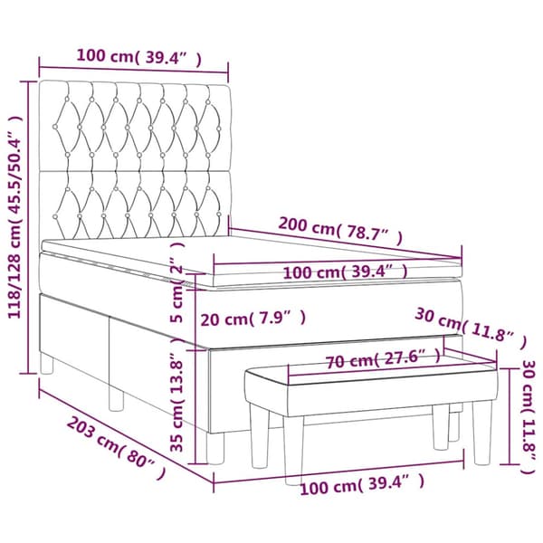 Ramsäng med madrass mörkgrön 100x200 cm sammet