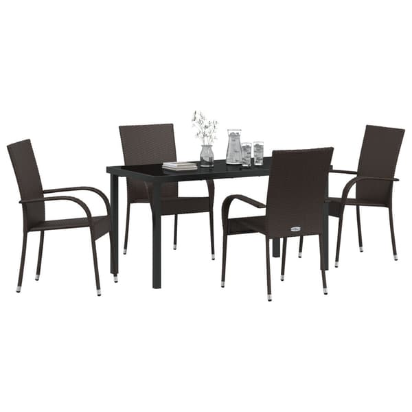 Trädgårdsmöbelset 5 pcs Brun Pulverlackerat stål