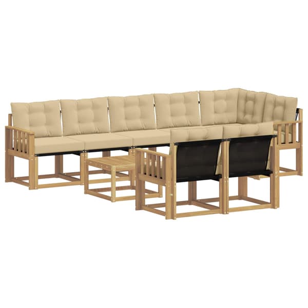 Utomhussoffset med kudde 9 pcs Vit och Beige