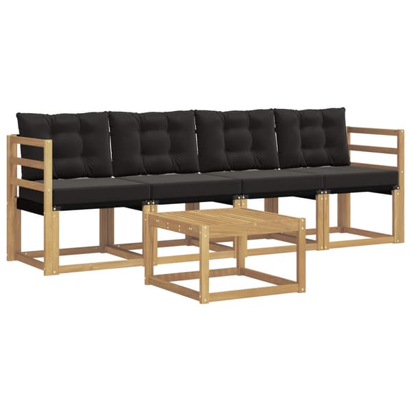 Utomhussoffset med kudde 5 pcs Vit och svart