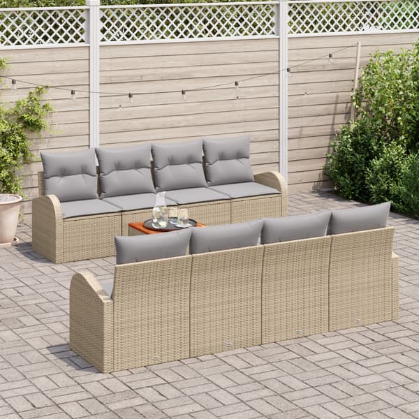 Trädgårdsoffset 9 pcs Beige och Ljusgrå konstrotting