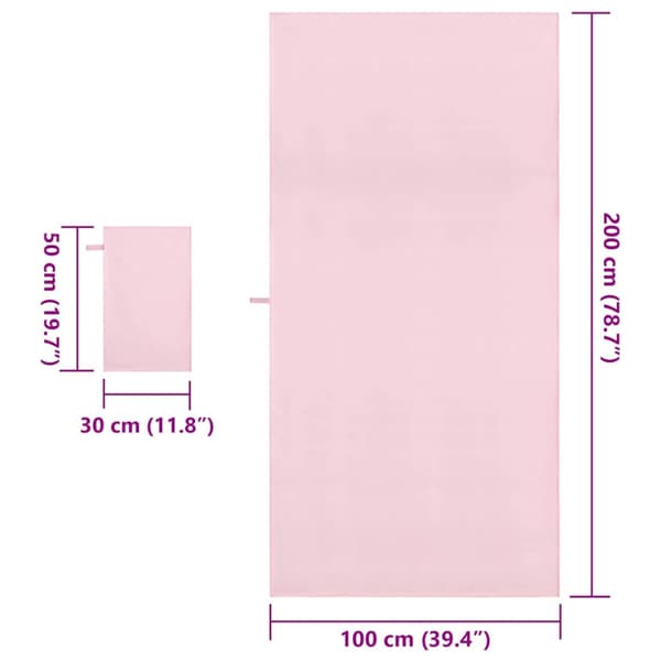 Sporthandduk Set 2 pcs Rosa tyg