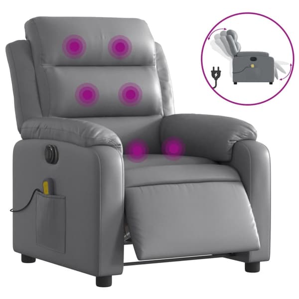 Elektrisk massagefåtölj grå konstläder