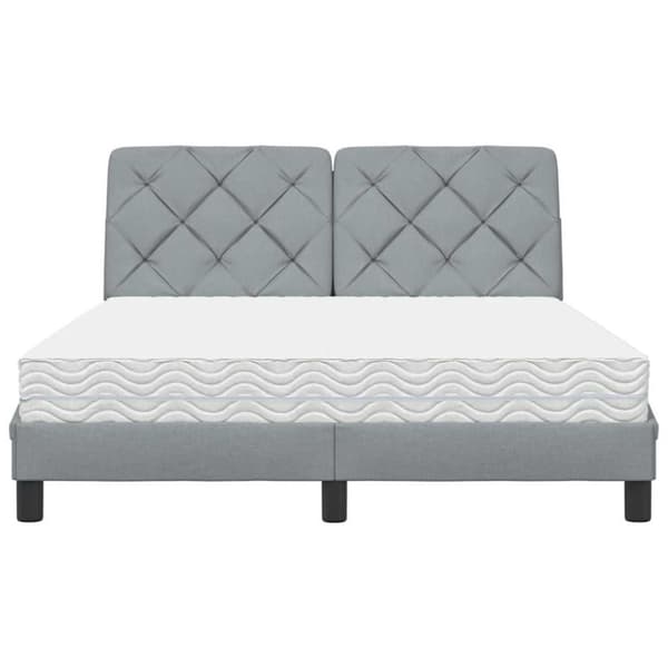 Bed with Mattress Light Grey 140x200 cm Fabric